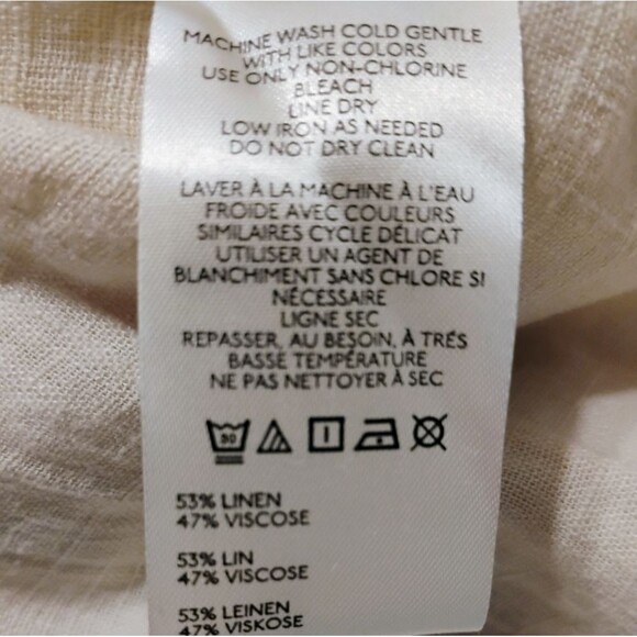 Free People Tank Crop Syd Grommet Linen Boho Natural Relaxed Back Snap Cream L - Picture 10 of 12